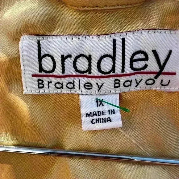 Bradley Bayou Yellow Ruffled Leather Jacket Womens Sz 1X NWT "New Vintage" - Picture 8 of 10